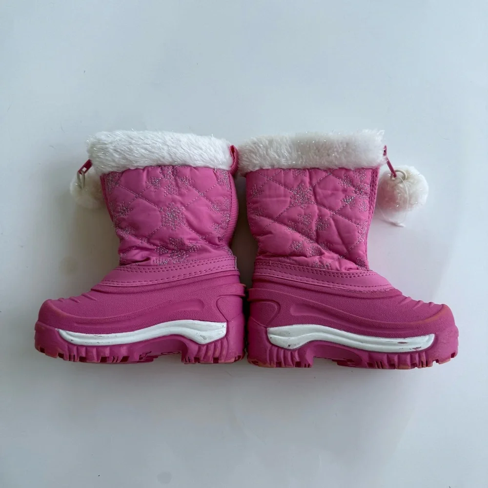 Boot Pink Snowflake pattern With Zipper Size 5 Insoles Of DuPont Thermo Lite
